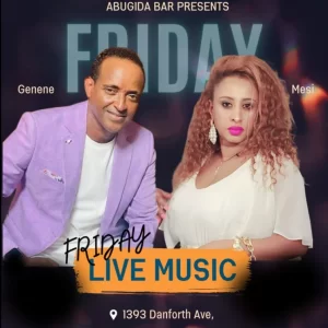 Event graphic with two musicians