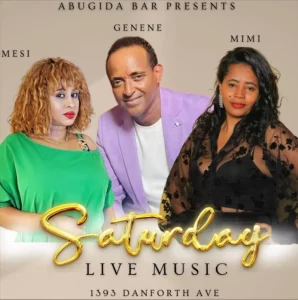 Event graphic with three musicians
