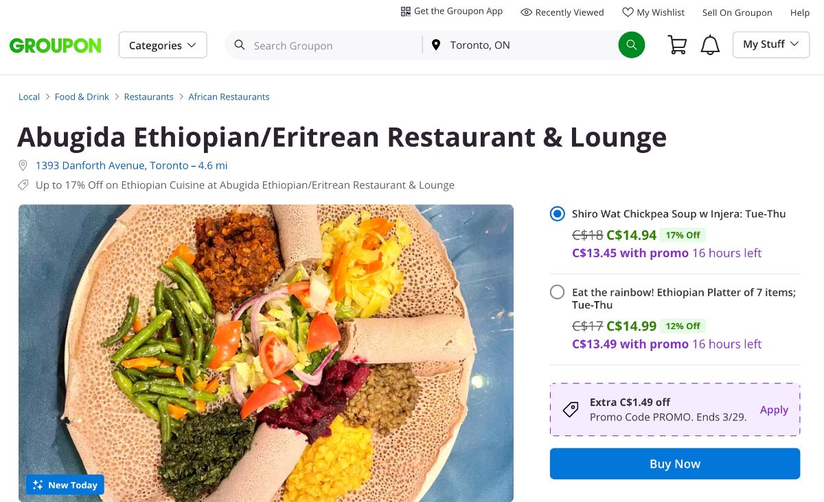 Screenshot of Groupon deal